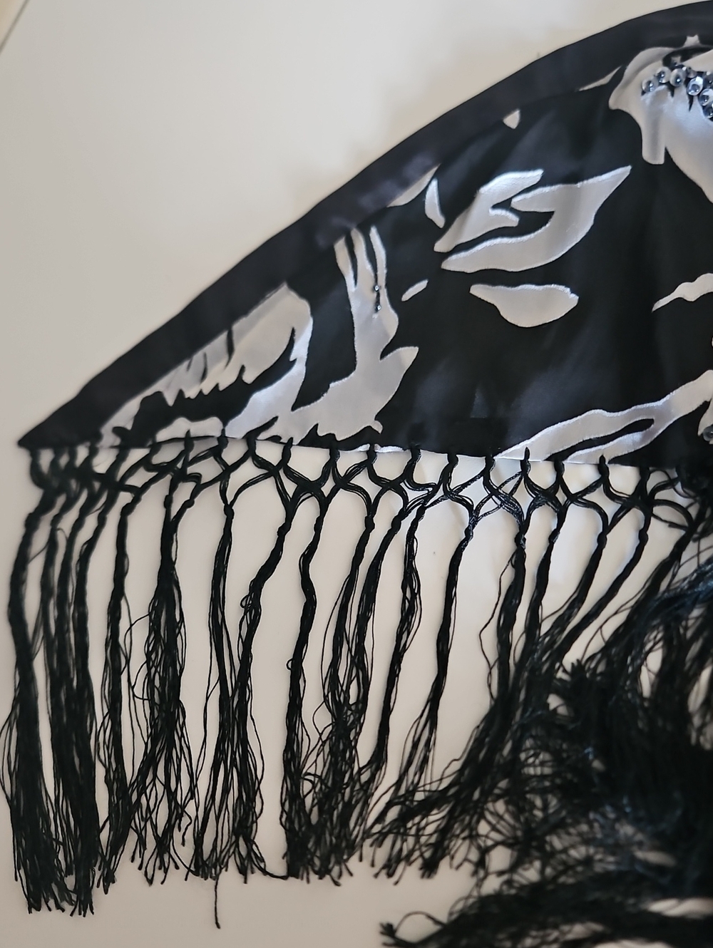 Triangular Fringed Wrap Scarf Cover-Up - Picture 4 of 7